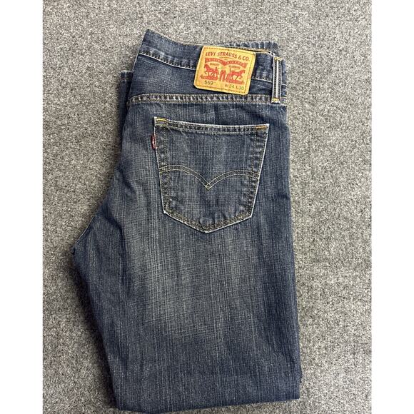 Levi's 559 Mens 34x30 Straight Leg Dark Wash Denimi Jeans - Picture 2 of 7